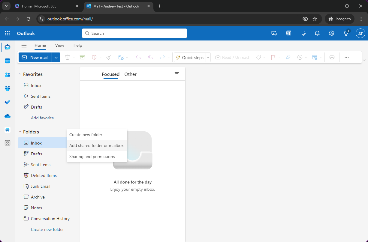 Add a shared mailbox
