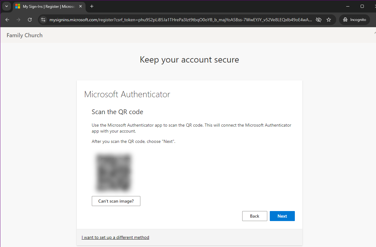 The Authenticator QR code